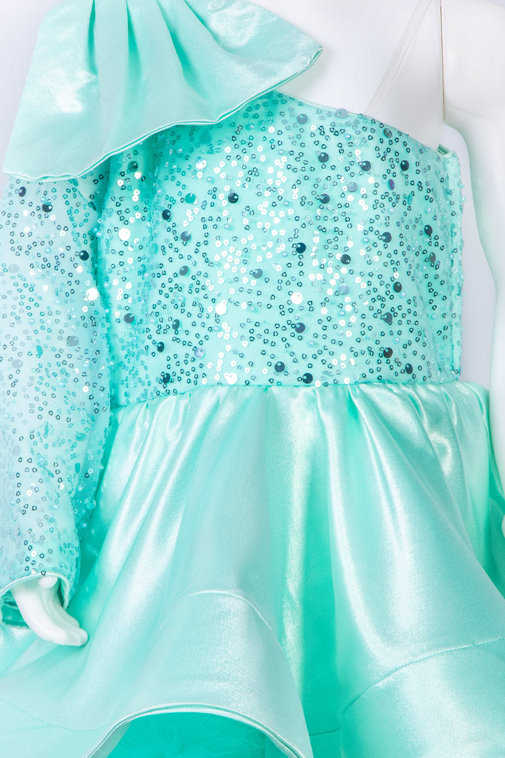 Sea Green One Side Off Shoulder Dress