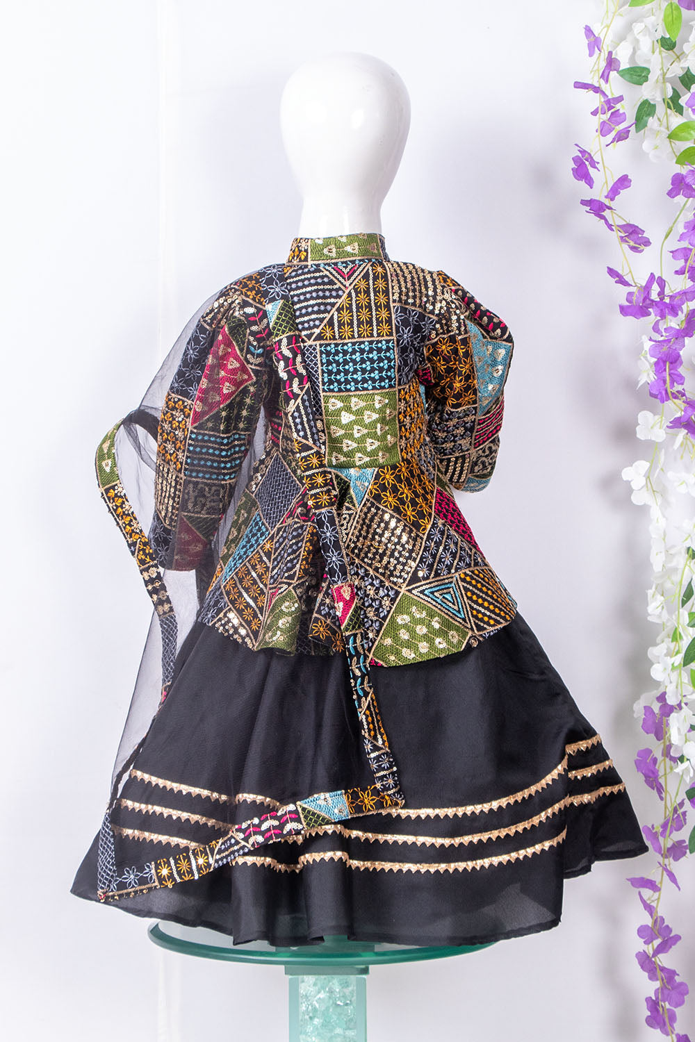 Black Thread Embroidered Lehenga Set