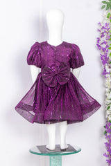 Wine Flared Kids Dress