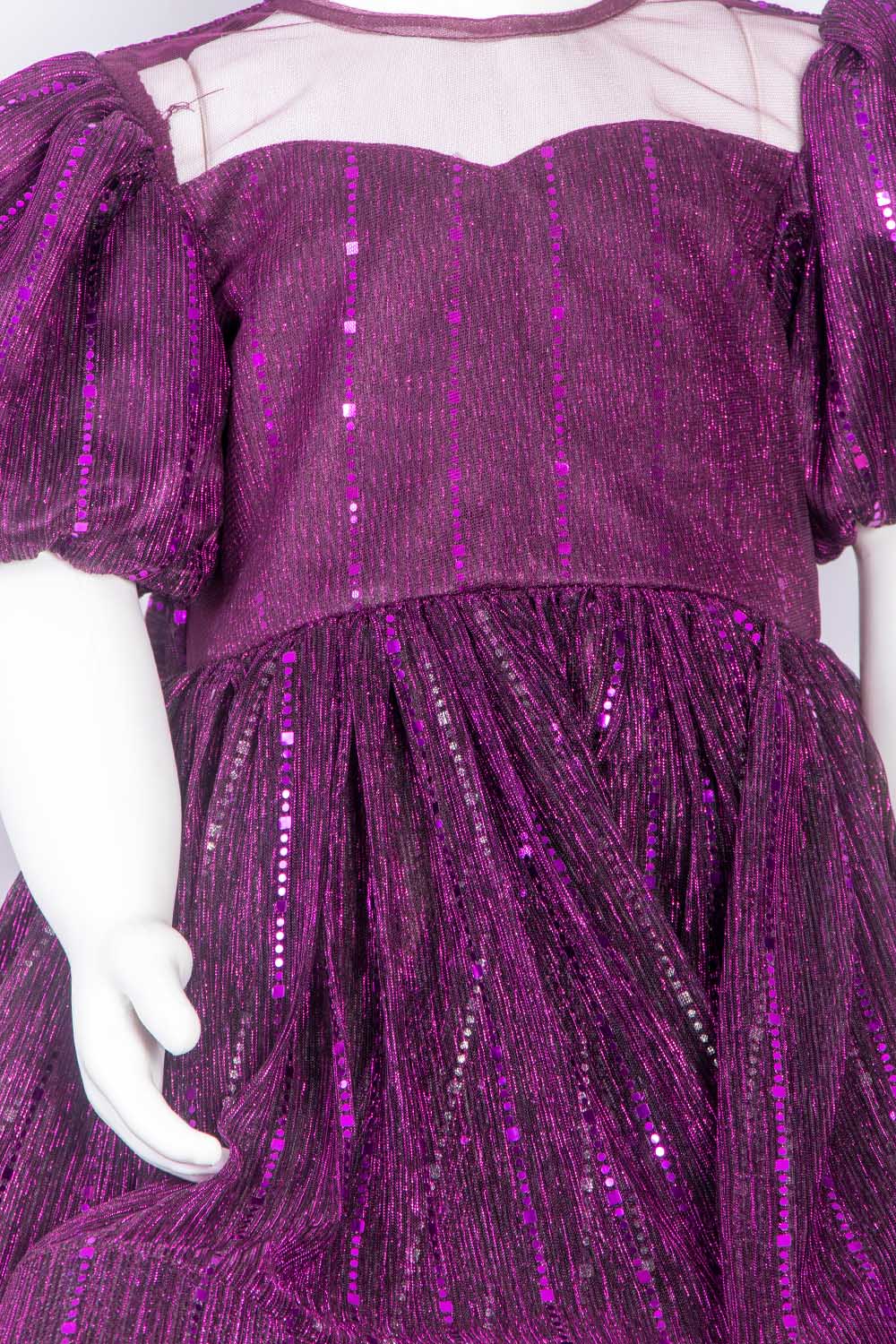 Wine Flared Kids Dress