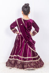 Wine Velvet Lehenga Set