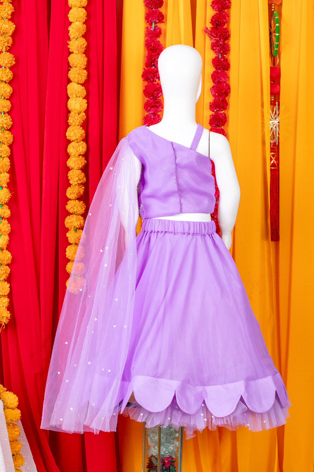 Lavender Stylish Skirt Top Set
