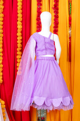 Lavender Stylish Skirt Top Set