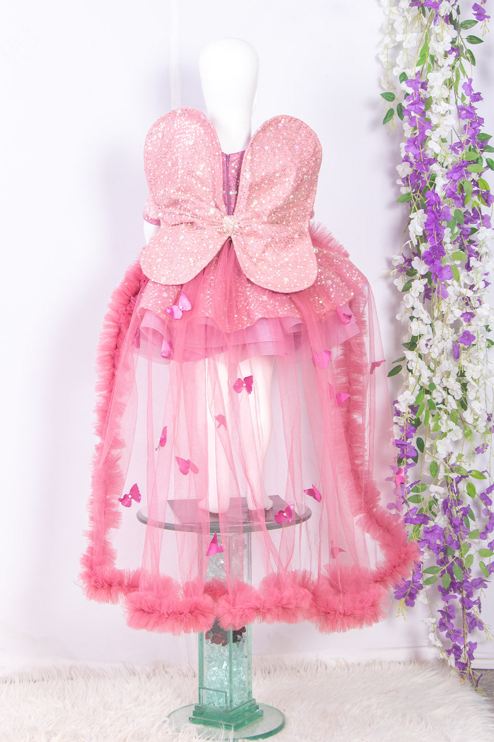 Pretty Pink Birthday Dress with Butterfly