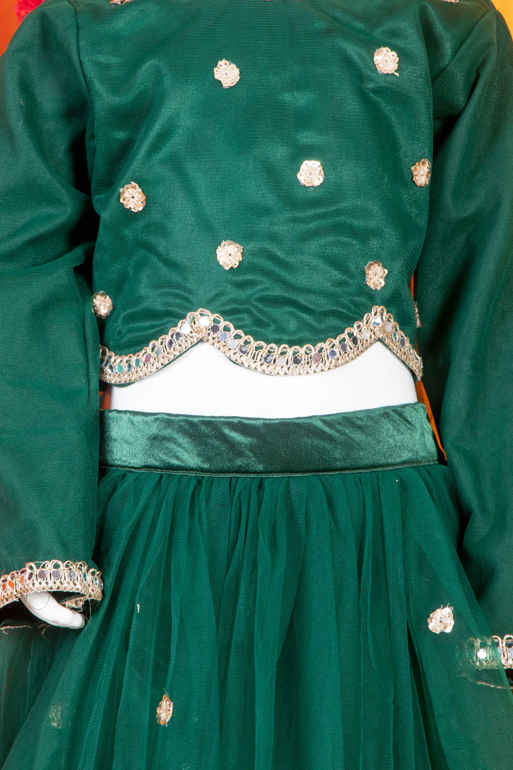 Bottle Green Net Lehenga Set