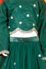 Bottle Green Net Lehenga Set