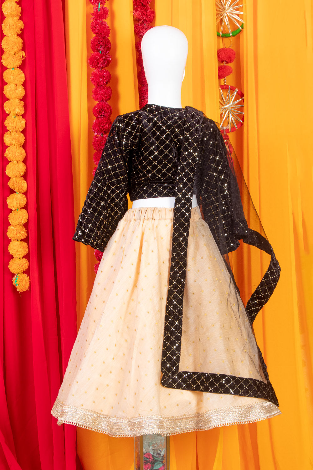 Wine and Off White Lehenga Set