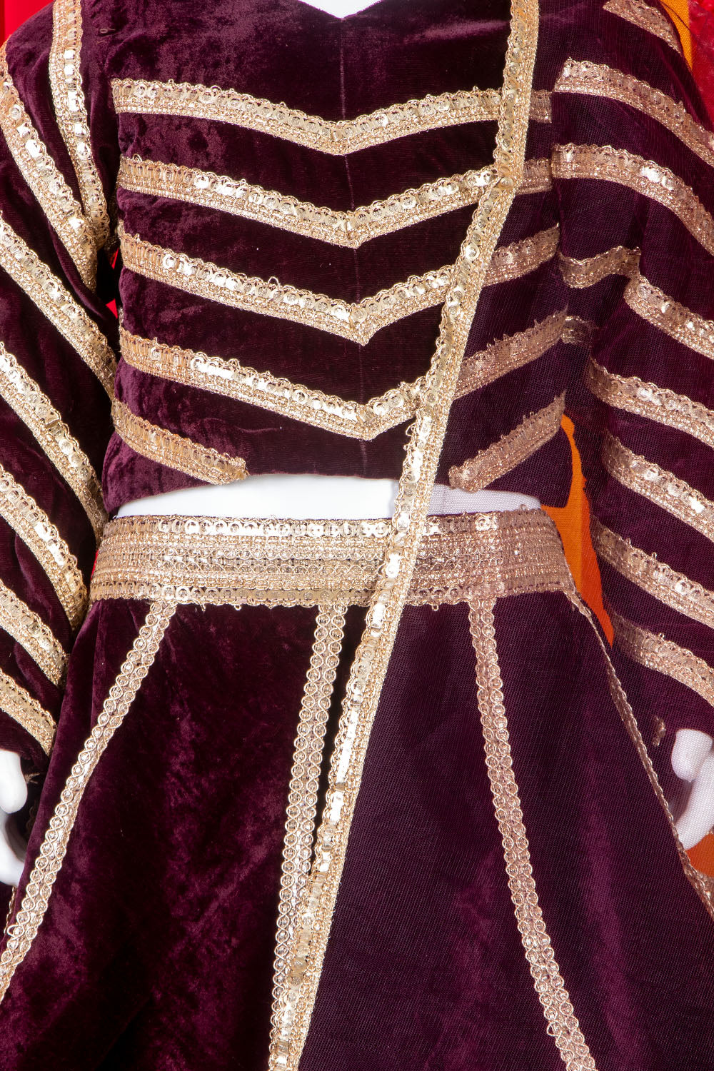 Beautiful Wine Velvet Lehenga Set