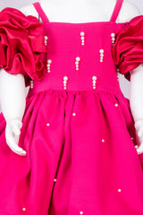Magenta Pink Banana Crepe And Net Dress