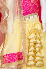 Lemon Yellow and Pink Lehenga