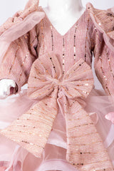 Nude Pink Shimmery Butterfly Dress with Trail