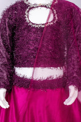 Wine Ruffled Lehenga