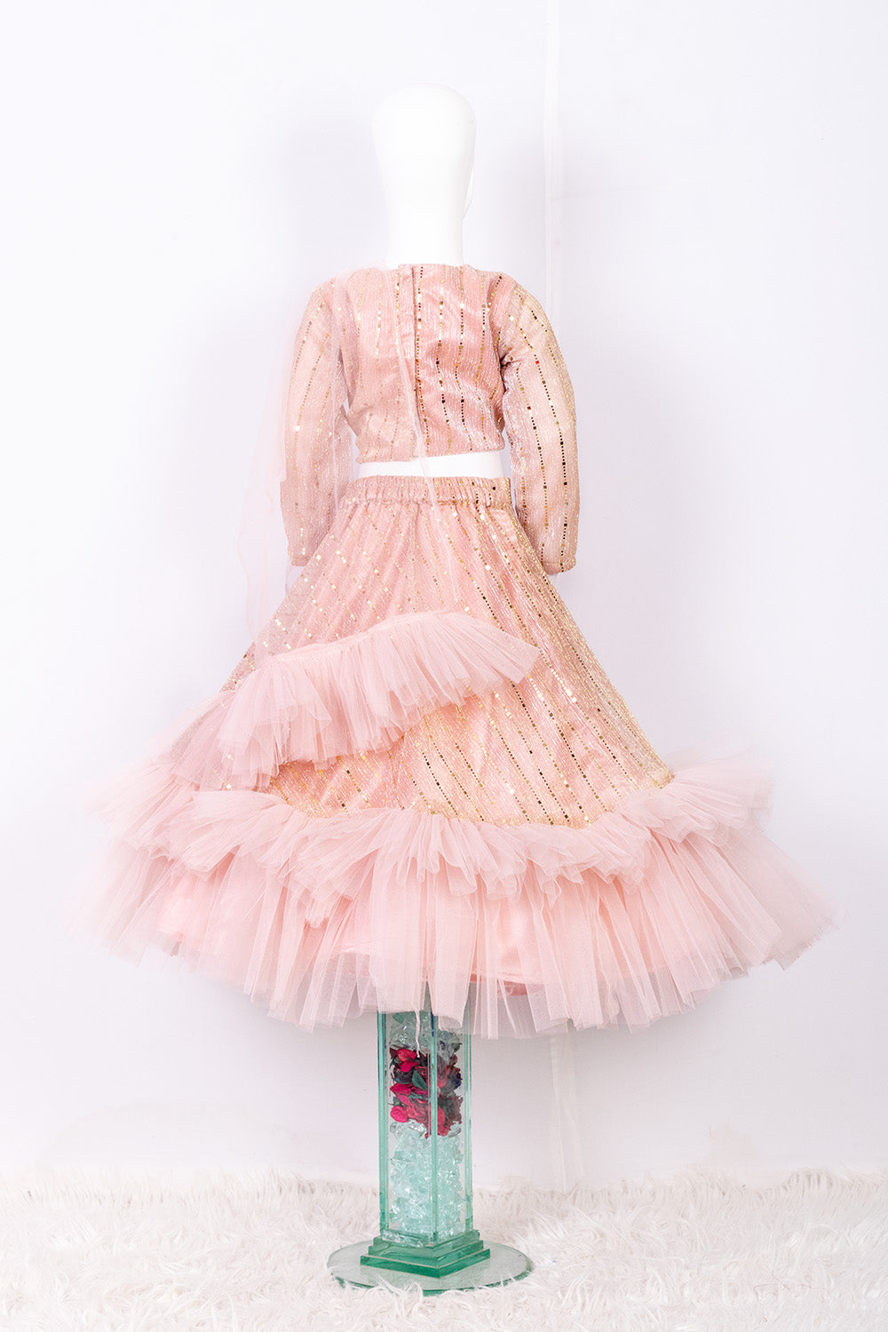 Peach Moon Light Ruffled Lehenga