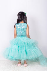 Sea Green Sequins and Net Ruffled Lehenga