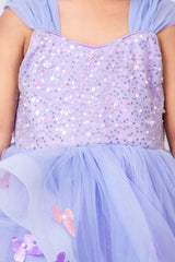 Lavender Frilly Net Gown
