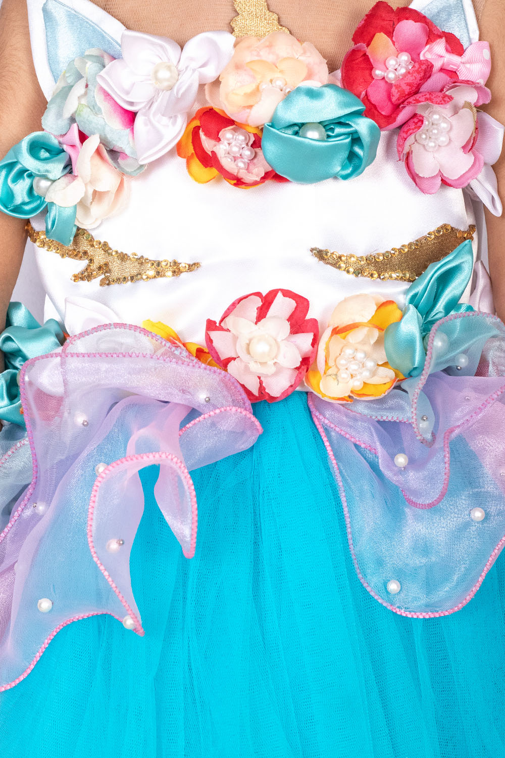 White Blue Unicorn Theme Dress