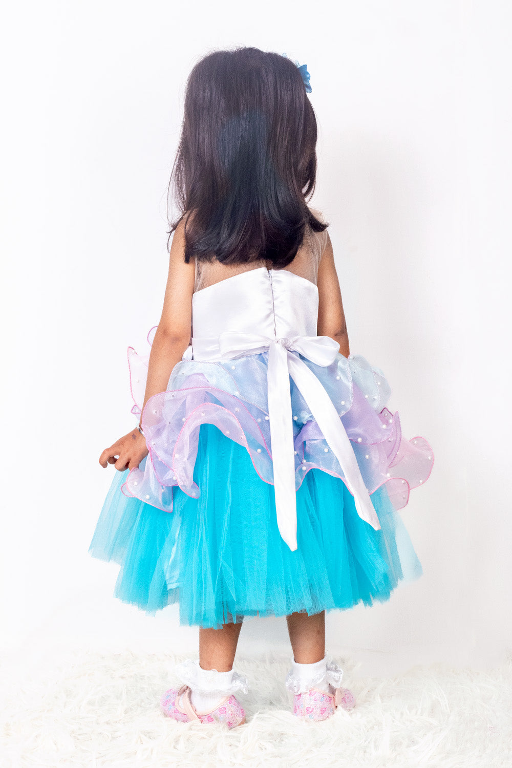 White Blue Unicorn Theme Dress