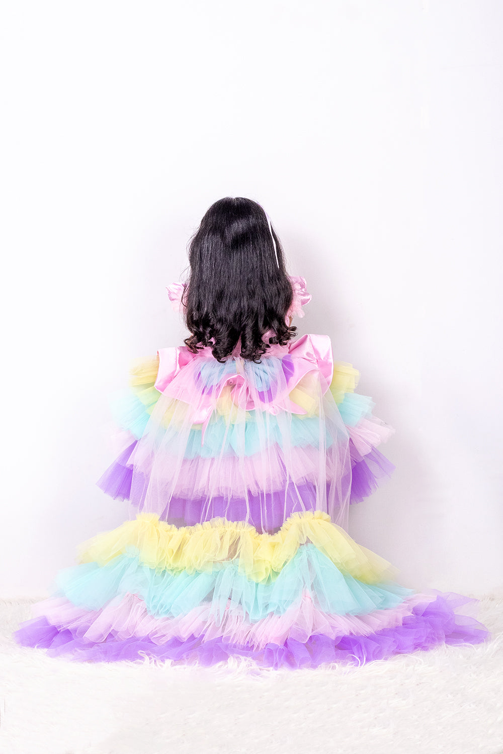 Beautiful Unicorn Theme Dress with Ruffled Trail