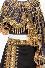Black Hand Embroidered Arabic Style Co-ord Set