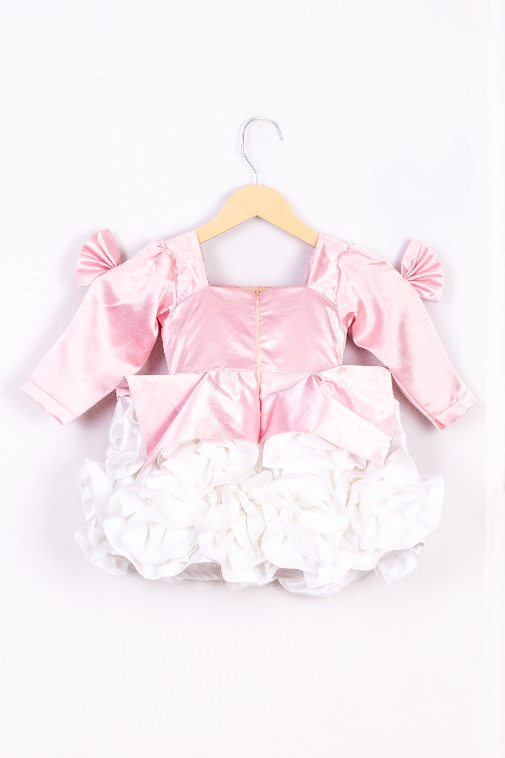 Pink White Satin Rose Dress