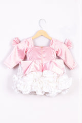 Pink White Satin Rose Dress