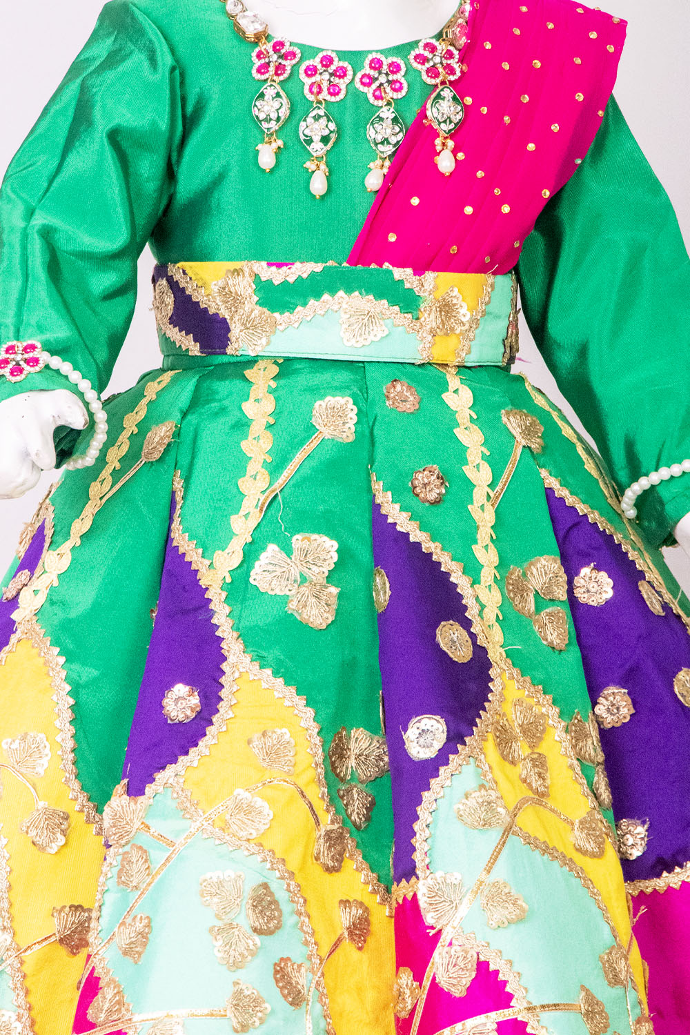 Multi color Ethnic Gown with Necklace