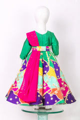 Multi color Ethnic Gown with Necklace