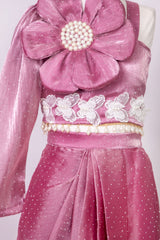 Onion Pink Organza Dhoti Coord Set