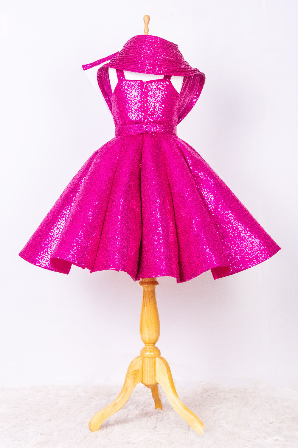 Hot Pink and White Ball Gown