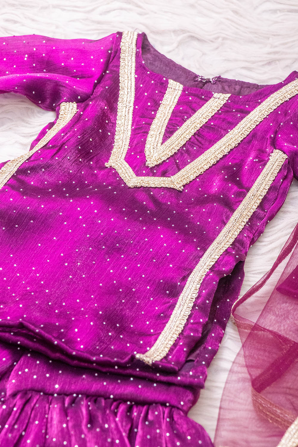 Wine Organza Sharara Suit