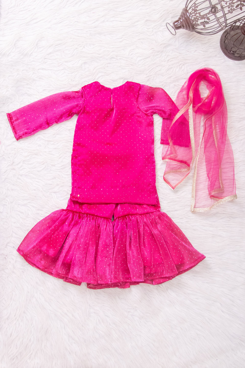 Hot Pink Organza Sharara Suit