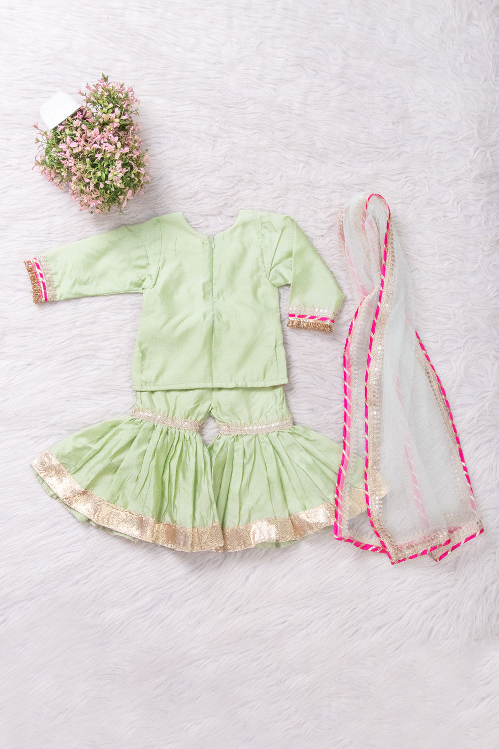 Green Silk Sharara Suit