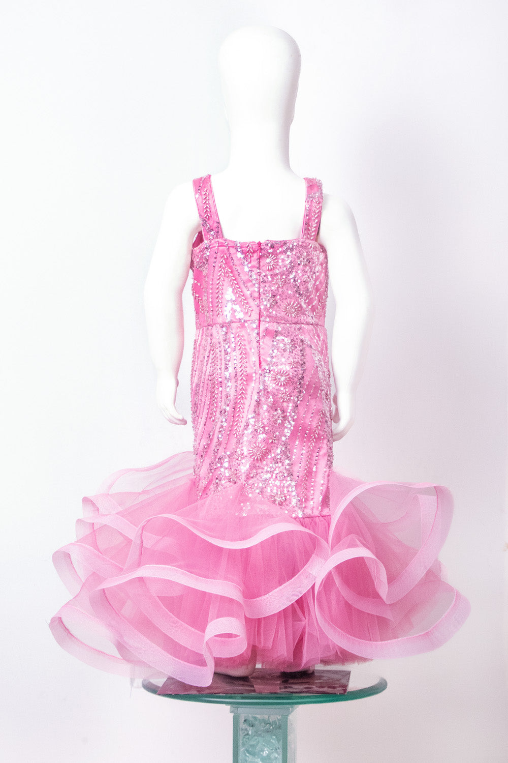 Onion Pink Mermaid Hand Embroidered Gown