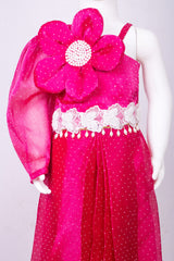 Hot Pink Organza Dhoti Coord Set
