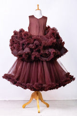 Chocolate Brown Heavy Ruffled Gown