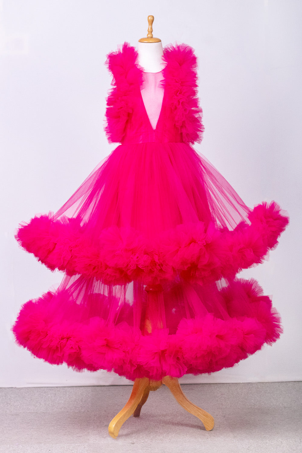 Hot pink Heavy Ruffled Gown