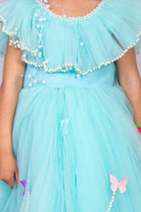 Sky Blue Flower and Pearls Dress