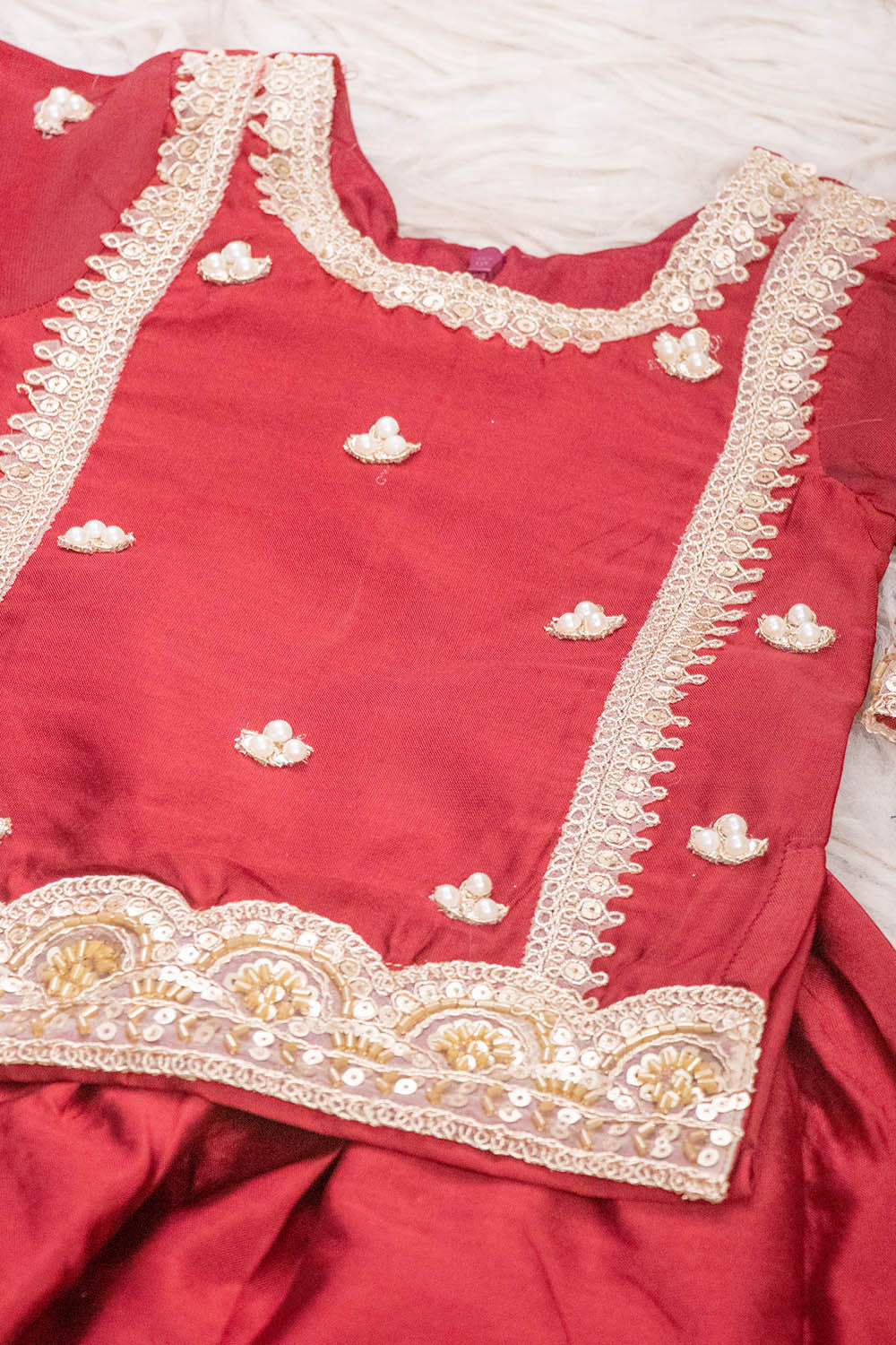 Maroon Silk Patiala Suit
