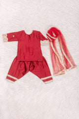 Maroon Silk Patiala Suit