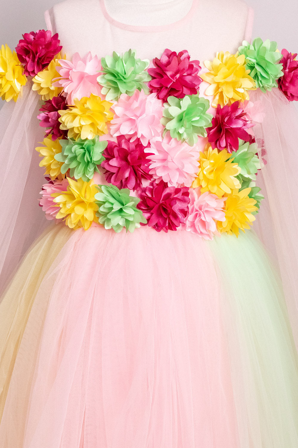 Colorful Flowers Long Sleeves Gown