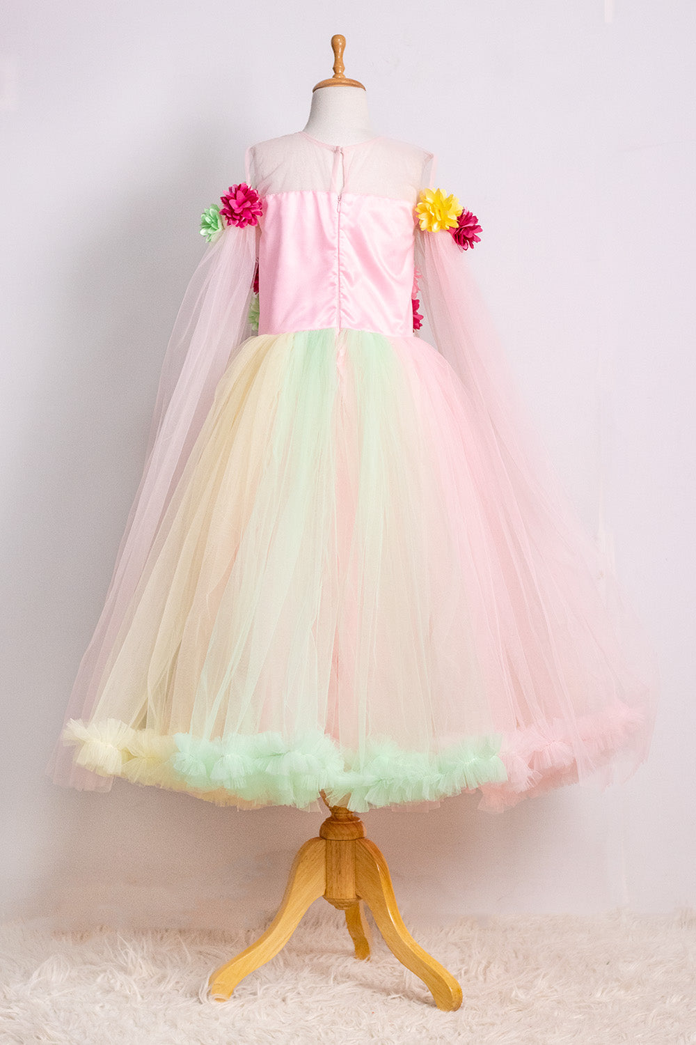 Colorful Flowers Long Sleeves Gown
