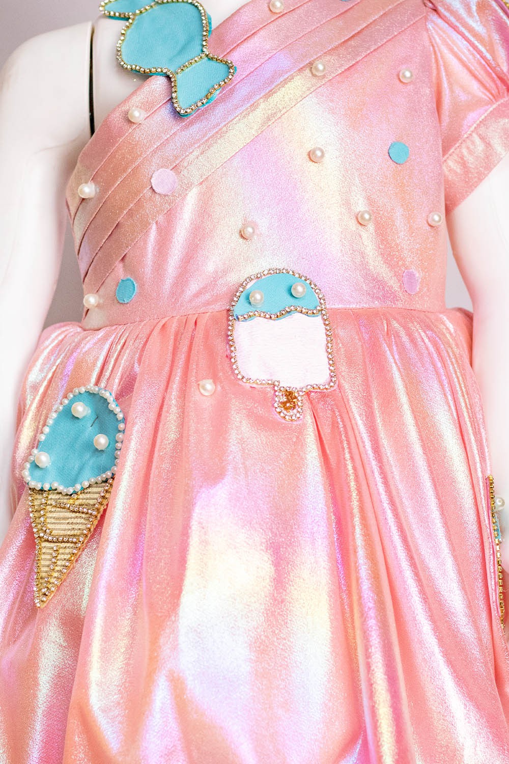 Peach Holographic Lycra Candy Dress