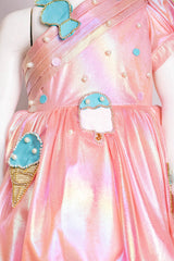 Peach Holographic Lycra Candy Dress