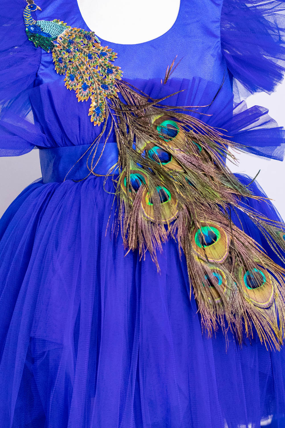 Royal Blue Peacock Theme Dress
