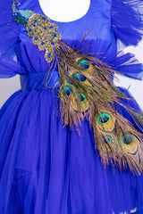 Royal Blue Peacock Theme Dress