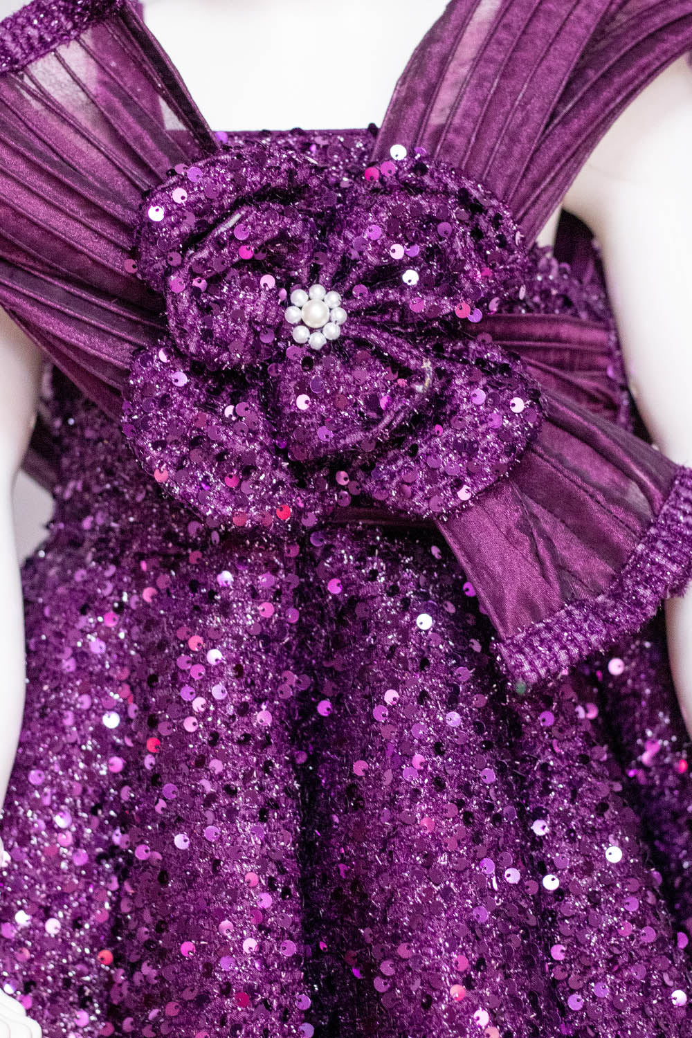 Wine Imported Sequins Ball Gown
