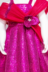 Hot Pink Heavy Sequins Ball Gown
