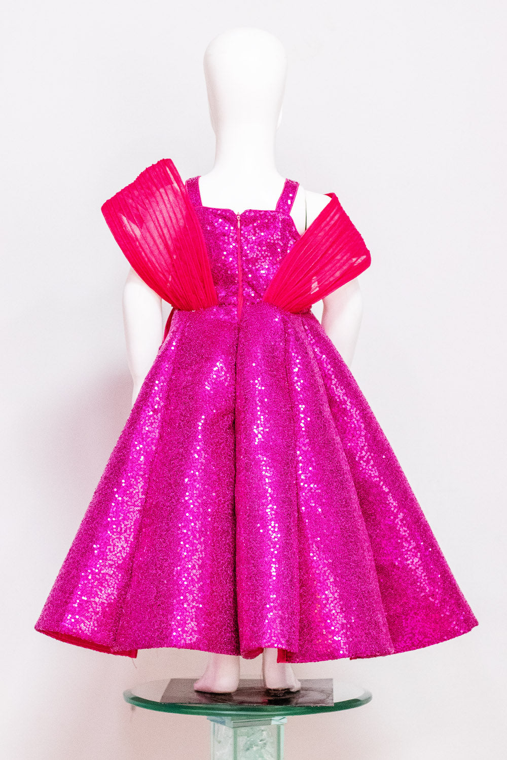 Hot Pink Heavy Sequins Ball Gown