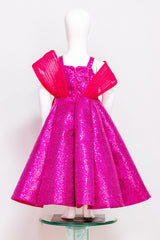 Hot Pink Heavy Sequins Ball Gown