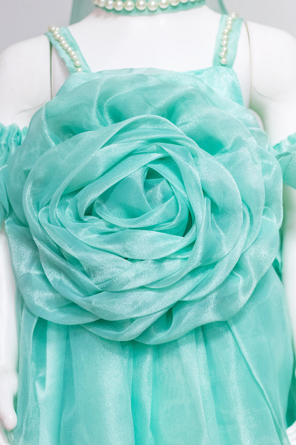 Sea Green Organza Rose Dress